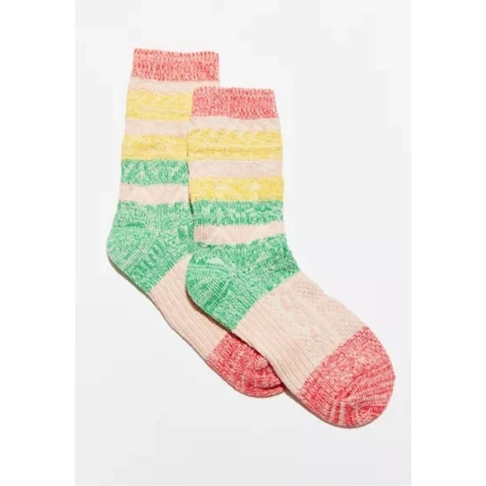 Urban outfitters Striped‎ knit crew winter multicolor hipster socks NWT